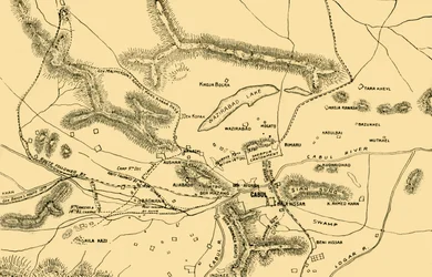 Carte des combats dans la vallée de Chardeh, 1901