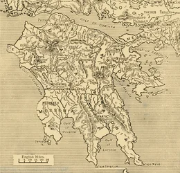 Carte du Péloponnèse, 1890