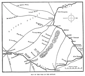 Carte de la guerre au Soudan, fin du 19ème siècle, 1900