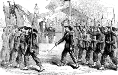 Défilé de la Garde Garibaldi devant le président Lincoln