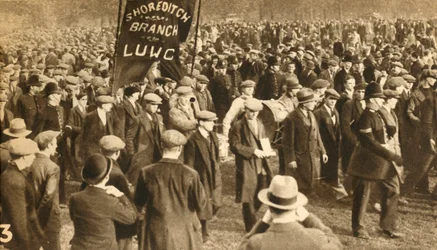 Manifestants de Shoreditch, protestations contre le test des moyens, Hyde Park, Londres, 1932, 1933