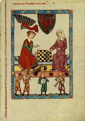 Margrave Otto IV de Brandebourg jouant aux échecs du Codex Manesse, entre 1305 et 1340