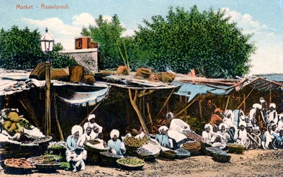 Marché, Rawalpindi, Inde, début du 20e siècle