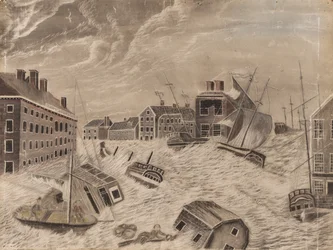 Place du Marché, Providence, Rhode Island, pendant la grande tempête de septembre, 1815