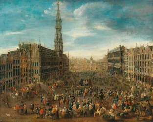 Scène de marché sur la Grand-Place à Bruxelles