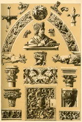 Ornement architectural médiéval et sculpture, 1898