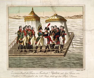 Rencontre des empereurs Alexandre Ier de Russie et Napoléon Ier de France au Neman près de Tilsit, 1807