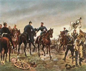 Rencontre du roi Guillaume Ier et du prince héritier Friedrich Wilhelm à Königgrätz, 3 juillet 1866, 1936