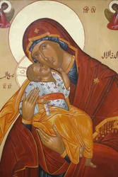 Icône melkite : Vierge et Enfant, Nazareth, Israël
