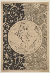 Mercure dans un cadre décoratif avec grotesques, vers 1600-1630