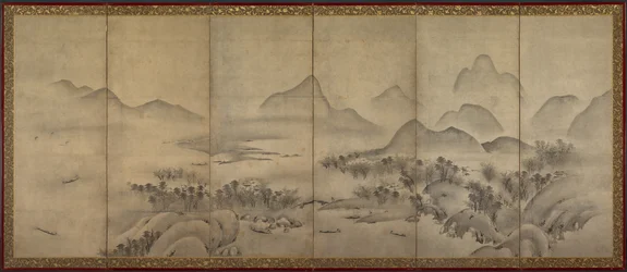 Paysage au clair de lune, une paire, fin des années 1500