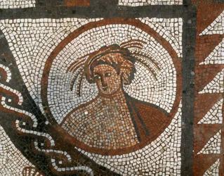 Sol en mosaïque, villa romaine de Lullingstone, Eynsford, Kent, vers 1980-2017