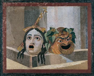 Mosaïque avec masques scéniques