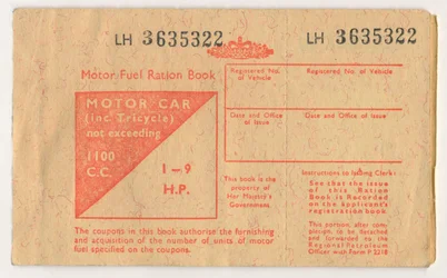 Carnet de rationnement de carburant, vers 1973