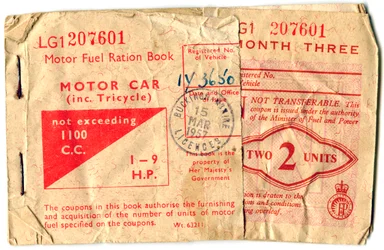 Carnet de rationnement de carburant, 1957