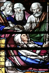 Cathédrale de Moulins. Vitrail. Dormition de la Vierge Marie, 20160603, Moulins, Europe