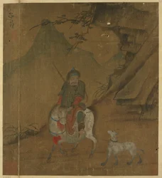 Chasseur monté menant un chien, dynastie Ming, 1368-1644
