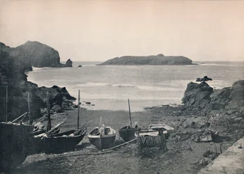 Mullion Cove - Montrant Mullion Island, 1895