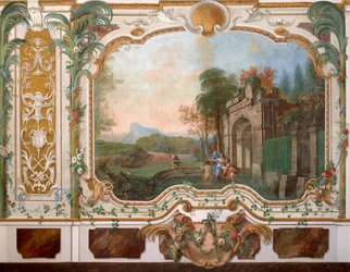Peinture murale dans le salon du palais chinois à Oranienbaum
