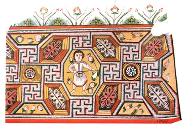 Peintures murales dans les ruines du monastère de Saint-Apollon à Bawit, Égypte, 1928