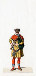 Musicien, costume pour la pièce de Shakespeare, Henry VIII, XIXe siècle