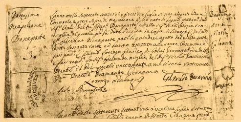 Certificat de naissance de Napoléon, 19 juillet 1782