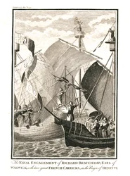 Engagement naval contre deux grands carricks français par Richard Beauchamp comte de Warwick sous le règne