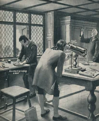 Newton invente un nouveau télescope, vers 1934