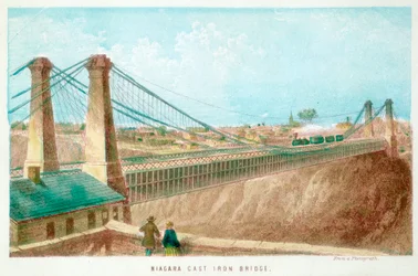 Pont en fonte de Niagara, New York, USA, vers 1855-1860