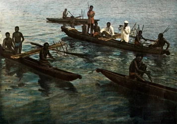 Nouvelle-Guinée. Pirogues Papoues, 1900