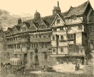 Vieilles maisons à Holborn près de Middle Row, vers 1872