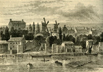 Vieux moulins à vent à Lambeth, vers 1750, c1878