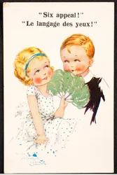 Vieille carte postale / Langage des yeux / Enfants