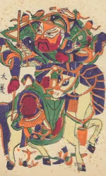 Cent trente-cinq gravures sur bois, y compris des images du Nouvel An nianh..., 19e-20e siècle