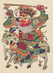 Cent trente-cinq gravures sur bois, y compris des images du Nouvel An nianh..., 19e-20e siècle