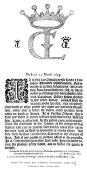 Ordre des Lords et des Communes concernant les armes, 1643-1644, 1893