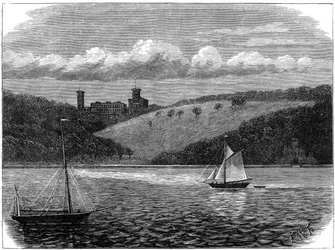 Osborne House, île de Wight, vue depuis la mer, fin du 19e siècle