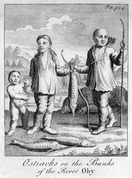 Ostiacks sur les rives de la rivière Oby, vers 1700