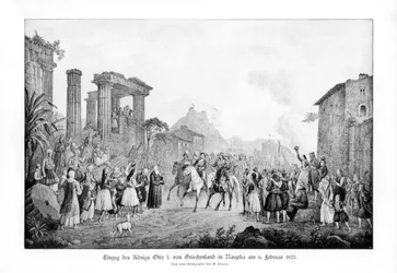 Otto I, roi de Grèce, débarquant à Nauplie, 6 février 1833, 1900