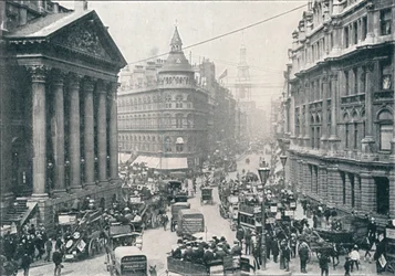 Devant le Mansion House, Londres, 9h, vers 1901