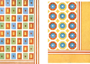 Motifs de plafond peint dans la tombe de Nebamon à Thèbes, Égypte, 1928