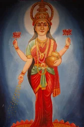 Peinture représentant la déesse Lakshmi, Haridwar, Inde