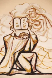 Peinture dans la cathédrale de Lomé : Moïse et les tables de la loi, Lomé, Togo