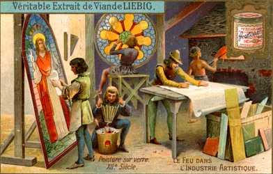 Peinture sur verre au 12ème siècle, vers 1900
