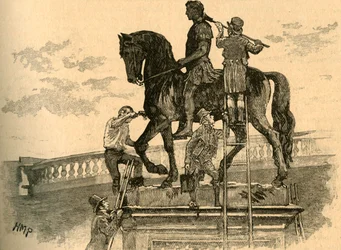 Peindre en noir la statue du roi Guillaume III, Dublin, Irlande, 1821, vers 1890