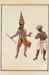 Paire de danseurs de temple masculins, 1820-1825