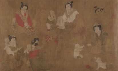 Dames du palais baignant des enfants, 11e siècle