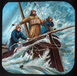 Bateau de Palling : Lancer la ligne de vie, c. 1900