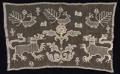 Panneau avec panthères, oiseaux et motifs floraux, 18e-19e siècle