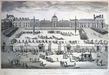 Parade des troupes lors de la grande parade, Palais des Tuileries, 19e siècle